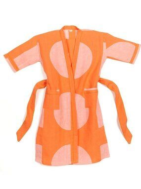 Block Shop Textiled Dot Dash Linen Robe size S/M